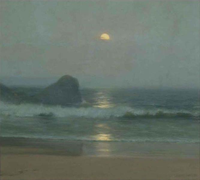 Moonlight Over the Coast, oil painting by Lionel Walden